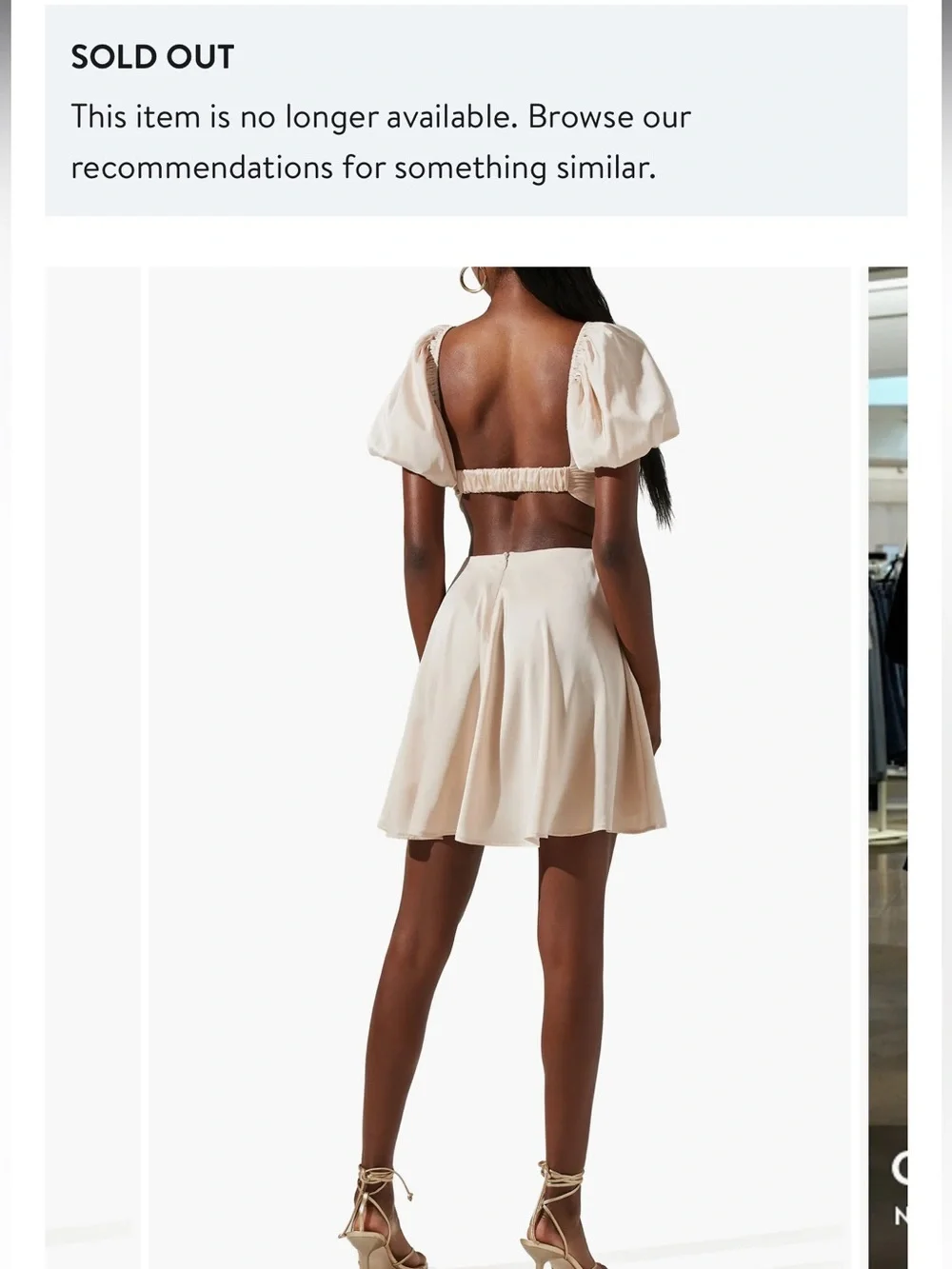 Astr Clarita Puff Sleeve Cutout Dress in Cream